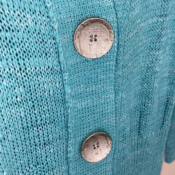 Curio New York Aqua Blue Chunky Knit Cardigan - Picture 3 of 6